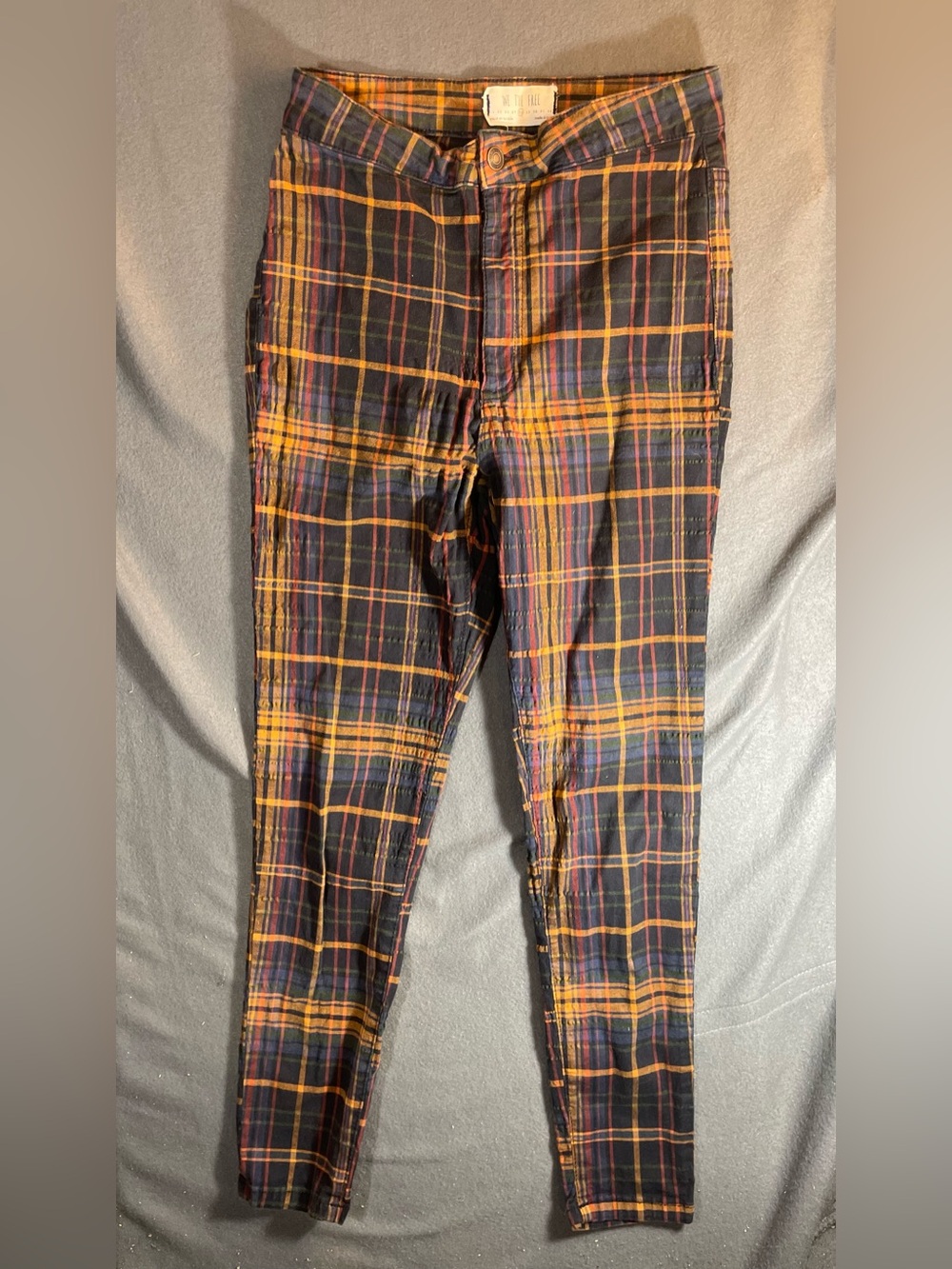 We The Free Free People Plaid High Rise Skinny Pants 28